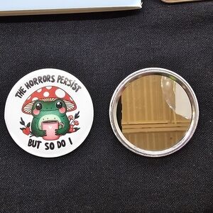 Beautiful Beacons The Horrors Persist Frog Compact Mirror With Case